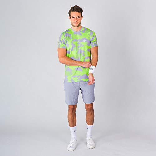 BIDI BADU Herren Tshirt-Nio Tech tee-Grey/Neon Green, GRÖßE: L Camiseta, Hombre, Gris/Verde, Large
