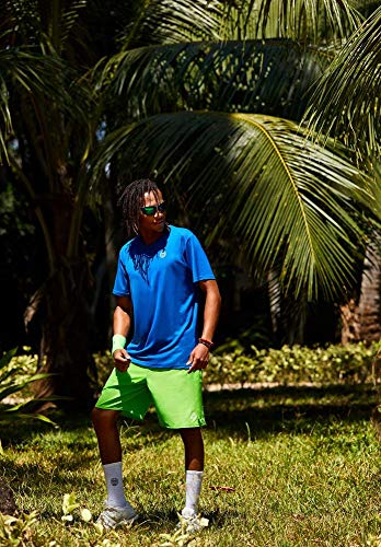 BIDI BADU Ted Tech - Camiseta para Hombre, Unzutreffend, Evergreen, Ted Tech tee, Hombre, Color Azul, Verde neón, tamaño Medium