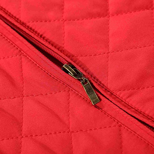 Bienzoe Mujer Casual Acolchado Ligero Chaleco Rojo S
