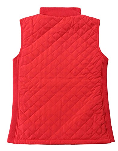 Bienzoe Mujer Casual Acolchado Ligero Chaleco Rojo S