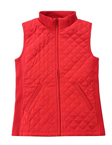 Bienzoe Mujer Casual Acolchado Ligero Chaleco Rojo S