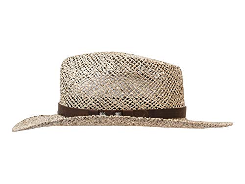 Big Brim Seagrass - Sombrero para hombre y mujer - Material 100% natural - ala de 7,5 cm - sombrero de viaje - sombrero de sol con guarnición de cuero - hecho a mano en Ecuador naturaleza Large