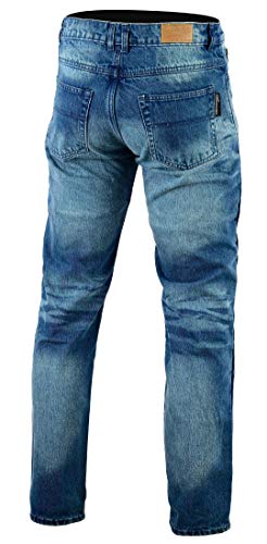 Bikers Gear Australia Kevlar Lined – Pantalones vaqueros para motorista CE protección, Azul (Stone Wash Denim), tamaño 32R