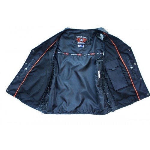 Bikers Gear Australia Limited Premium - Chaleco de piel de vaca de 1,3 mm con cordones ajustables y bolsillos, color marrón envejecido, talla M