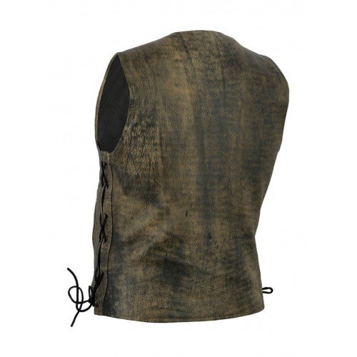 Bikers Gear Australia Limited Premium - Chaleco de piel de vaca de 1,3 mm con cordones ajustables y bolsillos, color marrón envejecido, talla M