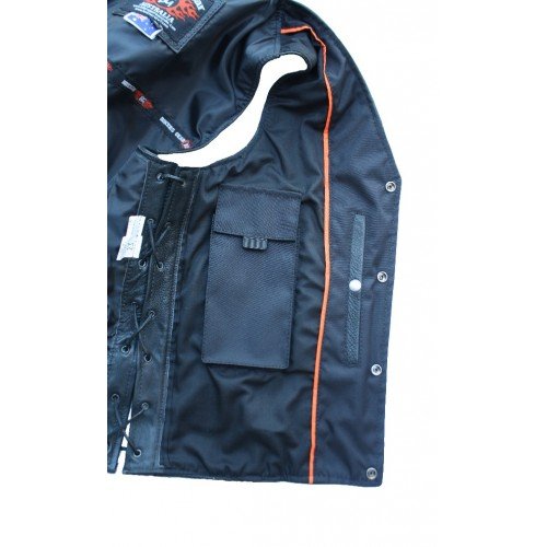 Bikers Gear Australia Limited Premium - Chaleco de piel de vaca de 1,3 mm con cordones ajustables y bolsillos, color marrón envejecido, talla M