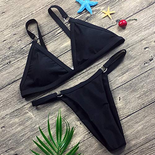 Bikini Brasileño para Mujer Triangular Acolchados Tops con Anillo Trajes de baño Dos Piezas Verano
