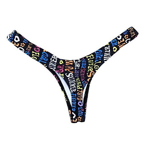Bikini de Estampado brasileño de Mujer Tanga Inferior Traje de baño de la Playa de baño Traje de baño Atractivo Xinantime (XL, Negro)