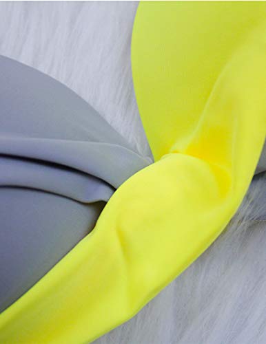 Bikini Elegante Traje de Baño Conjunto Bañador Halter Sexy Sólido para Mujer Ropa de Playa Traje de Baño Bikini Sets Talla Grande (Amarillo, M)