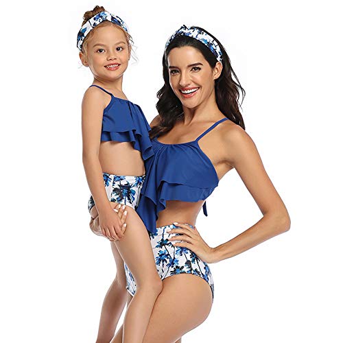 Bikini Floral para Mujer y niña, Push up Biquinis Familia Madre e Hija bañador Traje de baño natación Verano Color 8 Mujer:L