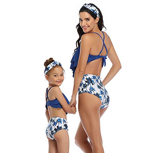 Bikini Floral para Mujer y niña, Push up Biquinis Familia Madre e Hija bañador Traje de baño natación Verano Color 8 Mujer:L