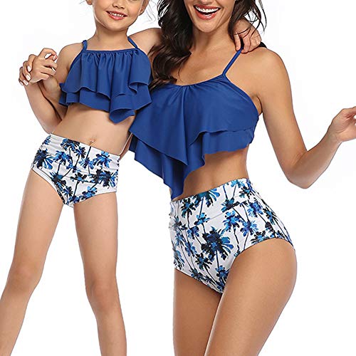 Bikini Floral para Mujer y niña, Push up Biquinis Familia Madre e Hija bañador Traje de baño natación Verano Color 8 Mujer:L
