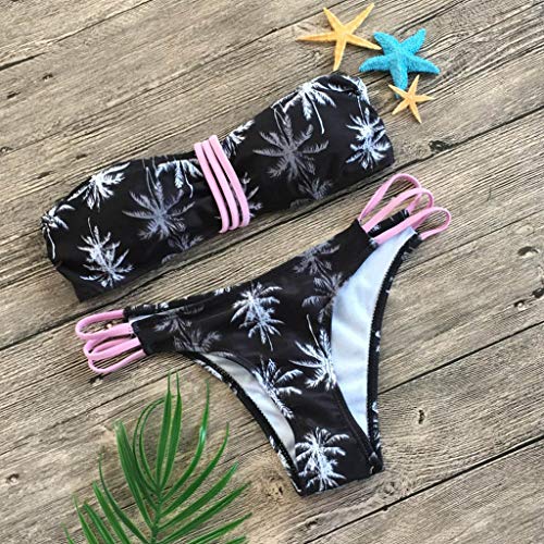 Bikini Mujer 2019 Brasileño Fossen, Bikinis Push up con Relleno Mujer sin Tirantes Traje de baño con Estampado Floral Bañadores Dos Piezas para Natacion Playa