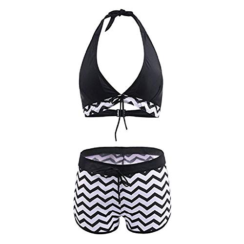 Bikini Mujer 2019 Push Up Logobeing, Conjuntos de Mujer Tankini Bikini de Dos Piezas con Pantalones Cortos deurf de Niño Trajes de Baño Brasileño (2XL,Negro)
