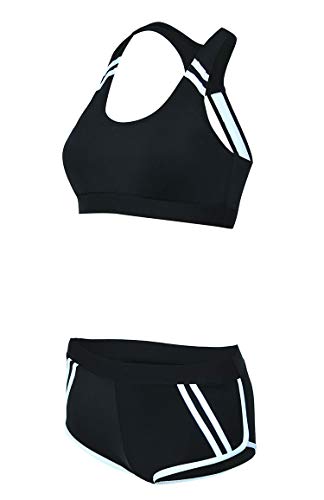 Bikini para mujer deportivo de Yvonnelee, conjunto de baño con parte superior push up y braguita, para atar al cuello, 112511, weiß, medium