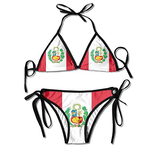Bikini para Mujer Set Flag of Peru Summer Traje de Baño de Dos Piezas con Trajes de Baño de Cabestro con Vendaje