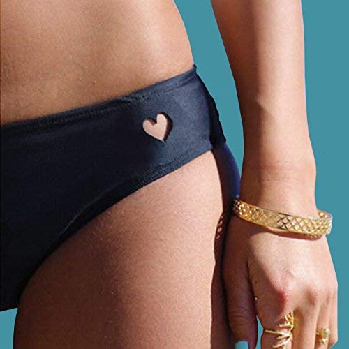 Bikini parte inferior De la Mujer Sexy Bikini parte inferior en forma de corazón de baño Slip brasileño Bikini Tanga G-STRING Tanga Bañador Beachwear Swimsuit Swimwear, color negro, tamaño medium