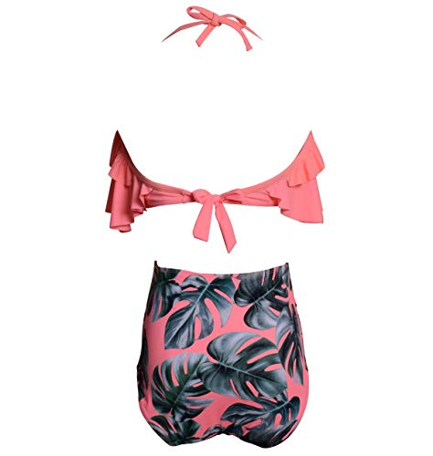 Bikini Talle Alto Cuello Halter Conjunto Bikinis con Relleno Mujer Niña Bañador Bandeau Push Up Dos Piezas Natacion Trajes de Baño Mujer Bañadores Señora Playa Trikini Biquini Cintura Alta Chica S