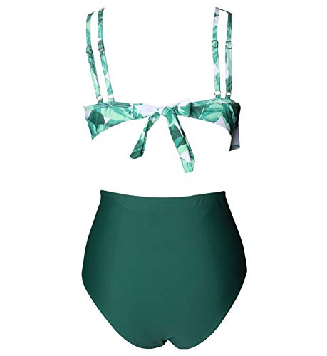 Bikini Talle Alto Volantes Conjunto Bikinis con Relleno Mujer Niña Bañador Bandeau Push Up Dos Piezas Natacion Trajes de Baño Mujer Bañadores Señora Playa Biquini Cintura Alta Chica Piscina Verde 116