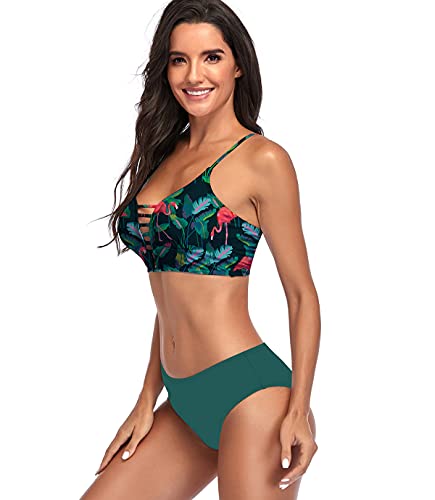 Bikinis Leopardo Talle Alto Mujer Push Up Bañadores Mujer Bañador Natacion Mujer Tankini Conjunto Bikini Flores Bandeau Cintura Alta Talle Grande Trikini Swimwear Women Traje de Baño Mujer Flamenco XL