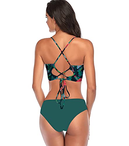 Bikinis Leopardo Talle Alto Mujer Push Up Bañadores Mujer Bañador Natacion Mujer Tankini Conjunto Bikini Flores Bandeau Cintura Alta Talle Grande Trikini Swimwear Women Traje de Baño Mujer Flamenco XL