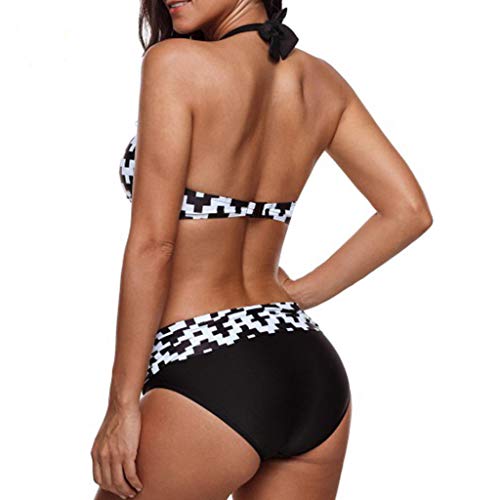 Bikinis Mujer 2019 Push up Sexy de Lunares de Playa Conjunto de Traje de BañO Estampado Bohemio BañAdores con Relleno Sujetador Tops y Braguitas Ropa de Playa vikinis riou (Blanco, XL)