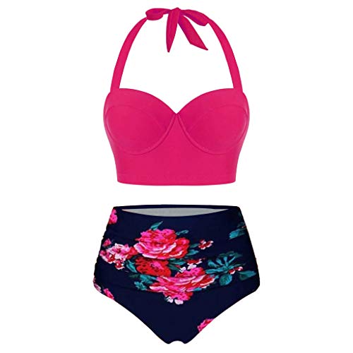 Bikinis Mujer 2020 Push Up Halter Bikini Traje de baño Acolchado Bra Tops y Braguitas Traje de Baño de Dos Piezas Talla Grande Bañador Vacaciones Ropa de Playa riou