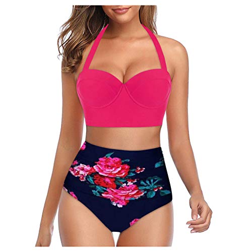 Bikinis Mujer 2020 Push Up Halter Bikini Traje de baño Acolchado Bra Tops y Braguitas Traje de Baño de Dos Piezas Talla Grande Bañador Vacaciones Ropa de Playa riou