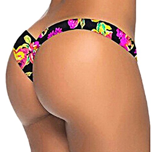 bikinis mujer, bragas bikini bikini tanga AIMEE7 Las mujeres florales brasileñas de impresión Bikini Tanga de baño traje de baño de playa traje de baño (XL, bragas bikini)