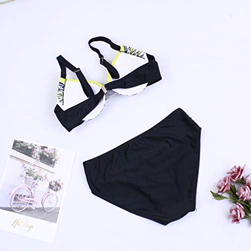 Bikinis Push Up Mujer Bikini con Estampado Floral de Mujer Conjunto de natación Trajes de baño de Dos Piezas Traje de Playa Sexy Acolchado Bra Tops y Braguitas Dividido BañAdores