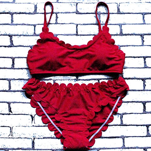 Bikinis Traje de baño para Mujer de Dos Piezas Swimwear Bañador Swimsuit Verano Sexy Natación Mar Playa Red XL