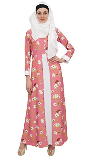 Bimba de Mujeres Largo Impreso Abaya Muchacha Musulmanes islámico Hijab Maxi vestidos-36