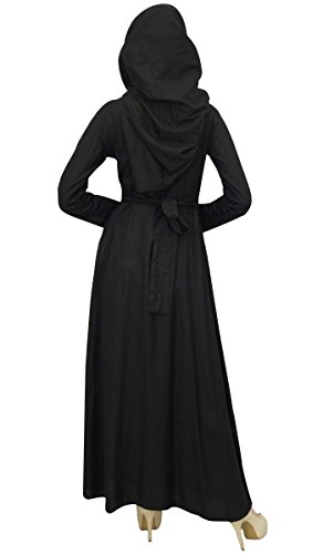 Bimba Vestido Largo de la Manga Full-Negro Musulmanes Ropa Abaya de Las Mujeres con Hizab-44