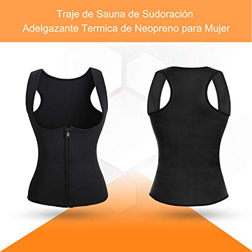 Bingrong Chaleco Neopreno Sauna Mujer Fajas Reductoras Adelgazantes Mujer Compresion para Adelgazante Sudoración para Deporte Fitness (Negro, X-Large)