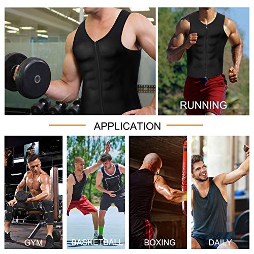 Bingrong Chaleco Sauna Hombre Fajas Reductoras Adelgazantes Hombres Compresion de Neopreno Chaleco para Adelgazante Sudoración con Cremallera para Deporte Fitness (Nergo, 2XL)