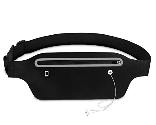 Bioasis Riñonera Deportiva, cinturón de Deporte, Mujer/Hombre, elástica, transporable y Impermeable, con Agujero de Auriculares, para el Correr, Aptitud, Ciclismo