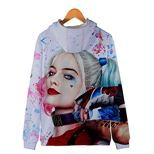 Bird Prey Hoodie- Harley Quinn Hoodie Sudadera con Capucha para Mujer Chaqueta con Cremallera Completa 3D Print Halloween Cosplay Costum