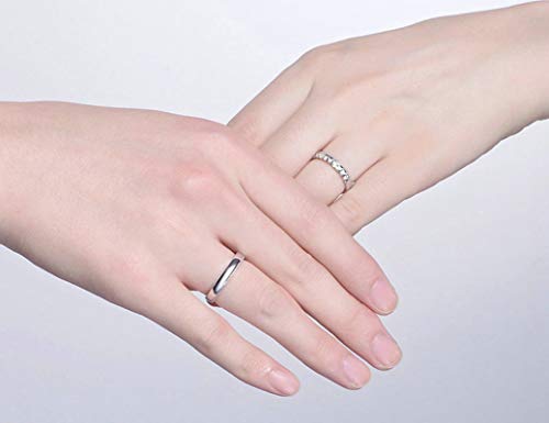 Bishilin Anillos de Pareja para Él y Sus Conjuntos 18K Oro Blanco Mujer Talla 25 & Hombre Talla 16 Coro de Princesa Príncipe Blanco Diamante Alianza de Boda de la Eternidad del Aniversario Plata