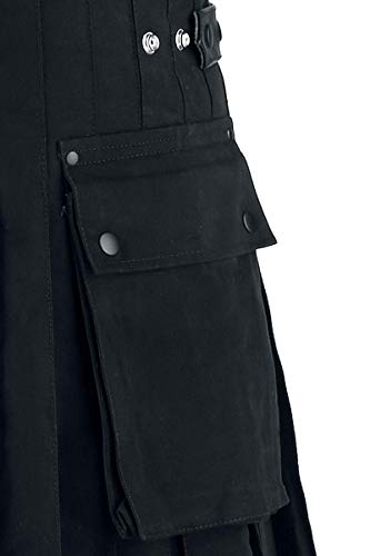 Black Premium by EMP Kilt Hombre Falda hasta la Rodilla Negro XL, 100% algodón,