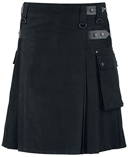 Black Premium by EMP Kilt Hombre Falda hasta la Rodilla Negro XL, 100% algodón,