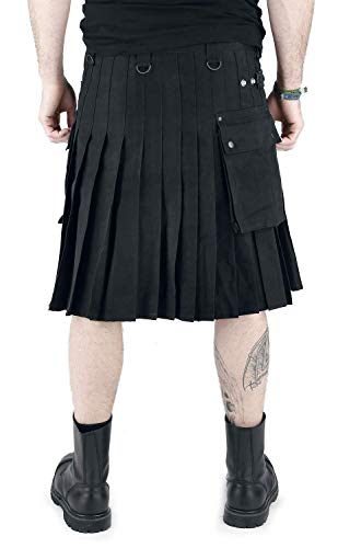 Black Premium by EMP Kilt Hombre Falda hasta la Rodilla Negro XL, 100% algodón,