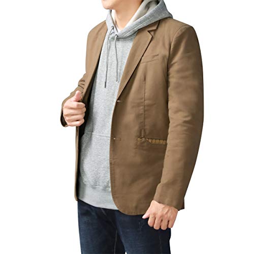 Blazer Casual para Hombre Chaquetas de Traje Slim fit Chaqueta de algodón sólido de un Solo Pecho Abrigo Chaqueta de Dos Botones Casual Blazer