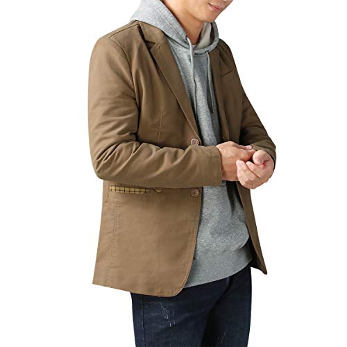 Blazer Casual para Hombre Chaquetas de Traje Slim fit Chaqueta de algodón sólido de un Solo Pecho Abrigo Chaqueta de Dos Botones Casual Blazer