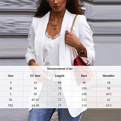 Blazer para Mujer Elegante Mangas Largas Cardigan Chaqueta de Traje Corte Slim de Negocio Oficina Color Sólido (Fucsia, M)