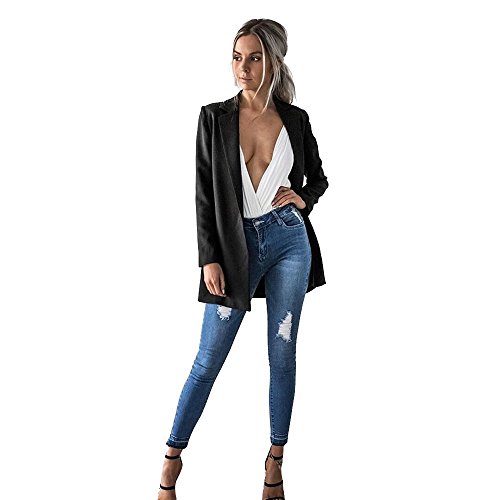 Blazer y Trajes de Oficina SUNNSEAN Chaquetas Largas Elegantes Blazer Mujer Mangas Larga Elegante Superior Oficina Traje de Chaqueta Outwear Casual Liso Abrigos Cardigan