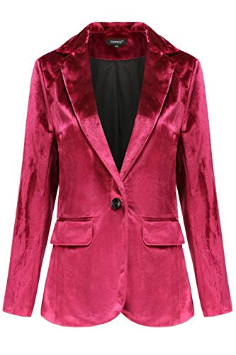 Blazers De Terciopelo para Mujer Traje De Manga Larga con Un Botón Chaqueta Delgada Prendas De Vestir Rojo S
