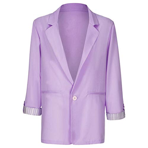 Blazers Mujer Casual SHOBDW Liquidación Venta Señoras de la Oficina Trajes Mujer Trabajo Solapa Chaqueta Mujer Slim Fit Cardigan Mujer Baratos Abrigo Mujer Largos Tallas Grandes(Morado,XXL)