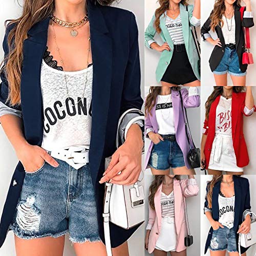 Blazers Mujer Casual SHOBDW Liquidación Venta Señoras de la Oficina Trajes Mujer Trabajo Solapa Chaqueta Mujer Slim Fit Cardigan Mujer Baratos Abrigo Mujer Largos Tallas Grandes(Rosado,XXL)