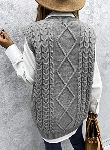 BLENCOT Chaleco sin Mangas Mujer Suéter sin Mangas Mujer Suéter de Mujer Jersey sin Mangas Mujer Chaleco Punto Mujer Corto Jerséis para Mujer Gris Largo Camisetas sin Mangas Mujer Gris XL