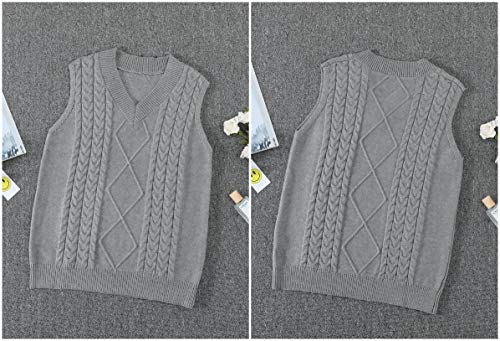 BLENCOT Chaleco sin Mangas Mujer Suéter sin Mangas Mujer Suéter de Mujer Jersey sin Mangas Mujer Chaleco Punto Mujer Corto Jerséis para Mujer Gris Largo Camisetas sin Mangas Mujer Gris XL